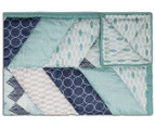 The Peanut Shell Mosaic 3-Piece Crib Bedding Set - Mint/Blue