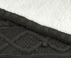 J.Elliot 150x125cm Hotham w/ Sherpa Knit Throw - Charcoal