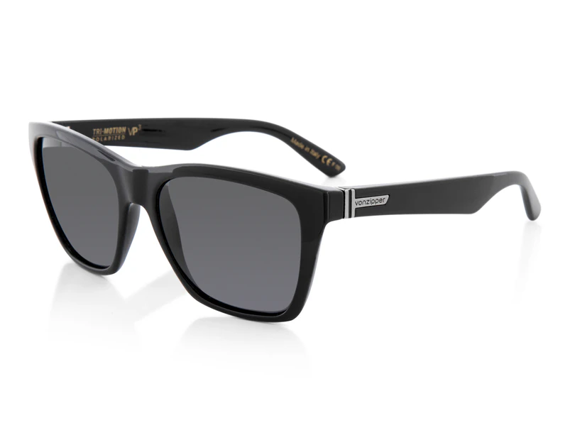 VonZipper Men's Polarised Booker Sunglasses - Black Gloss/Grey
