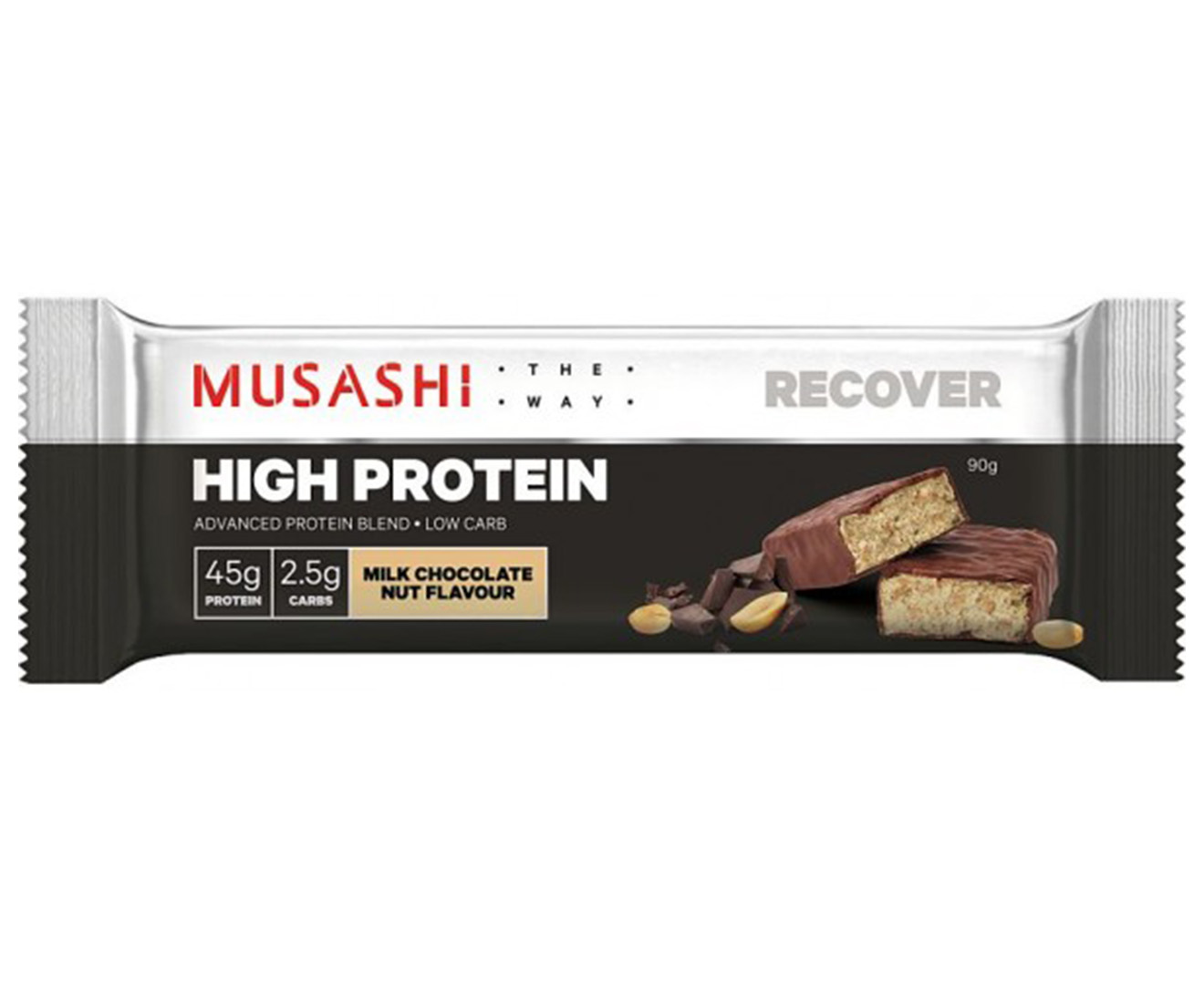 12 X Musashi Low Carb High Protein Bars Milk Choc Nut 90g Groceryrun