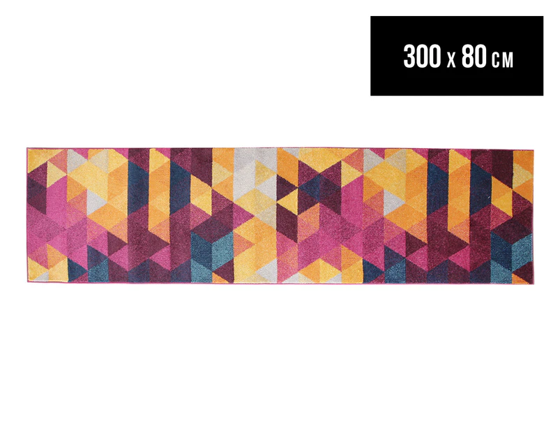 Rug Culture 300x80cm Power Loomed Modern Triangle Runner Rug - Mulberry