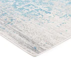 Tapestry Contemporary Easy Care Cairo 500x80cm Runner- Bone White/Blue