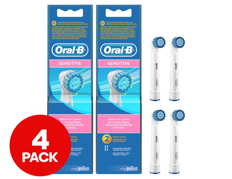 2 x 2pk Oral-B Sensitive Clean Replacement Brush Heads