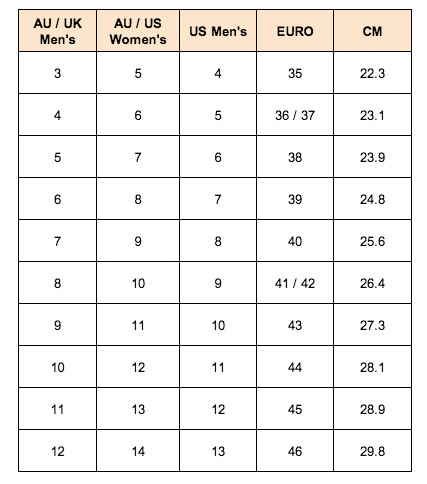 Ugg Slipper Size Chart