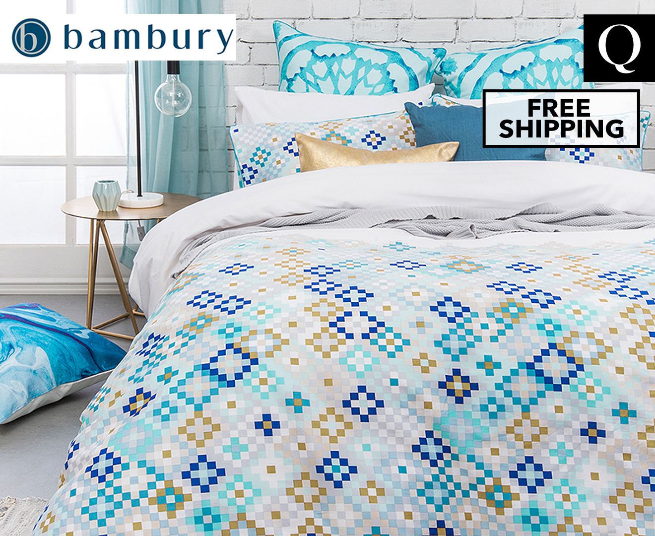 Bambury Mosaic Queen Bed Quilt Cover Set Multi Catch.co.nz