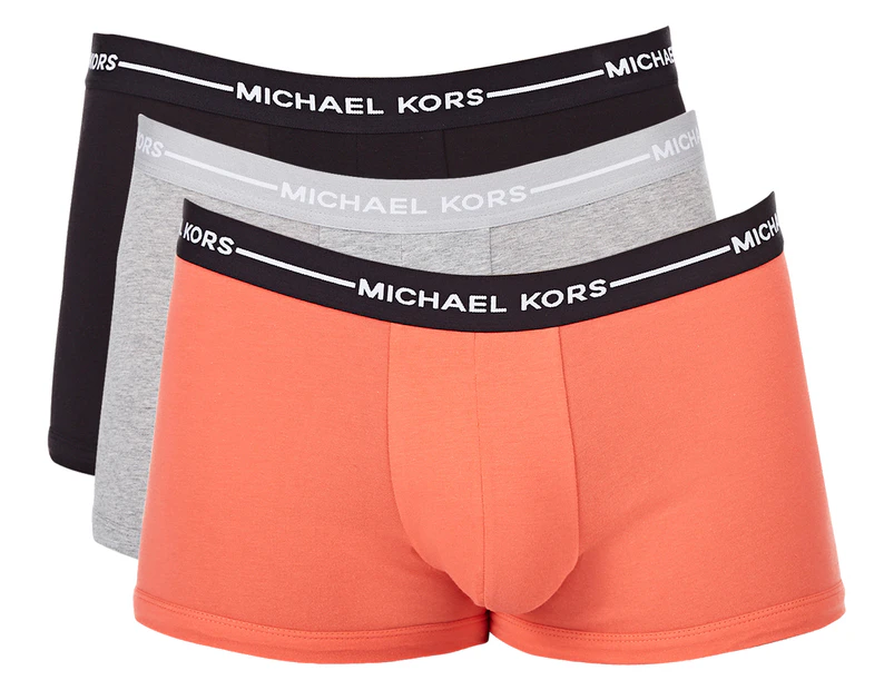Michael Kors Men's Ultimate Cotton Stretch Trunk 3-Pack - Papaya/Black/Grey