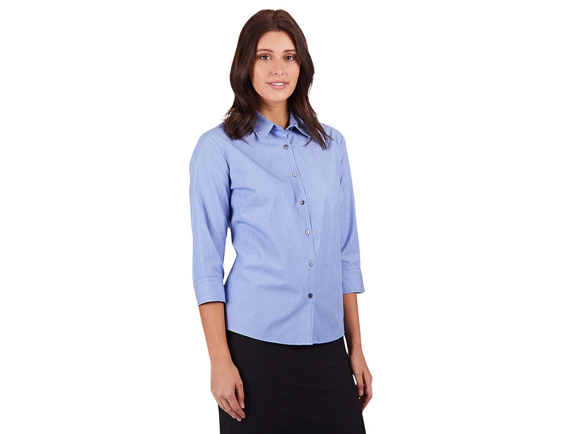 NNT Women's 3/4 Sleeve Shirt - Blue/White Stripe