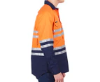 KingGee Men's WorkCool Half Button Long Sleeve Shirt - Orange/Navy