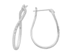 Sterling Silver Diamond Set Irregular Hoop Earrings