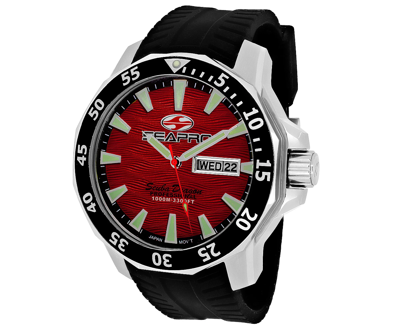 Seapro Men's 48mm Scuba Dragon Diver Limited Edition Watch - Black/Red 