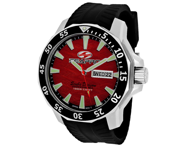 Seapro Men's 48mm Scuba Dragon Diver Limited Edition Watch - Black/Red 