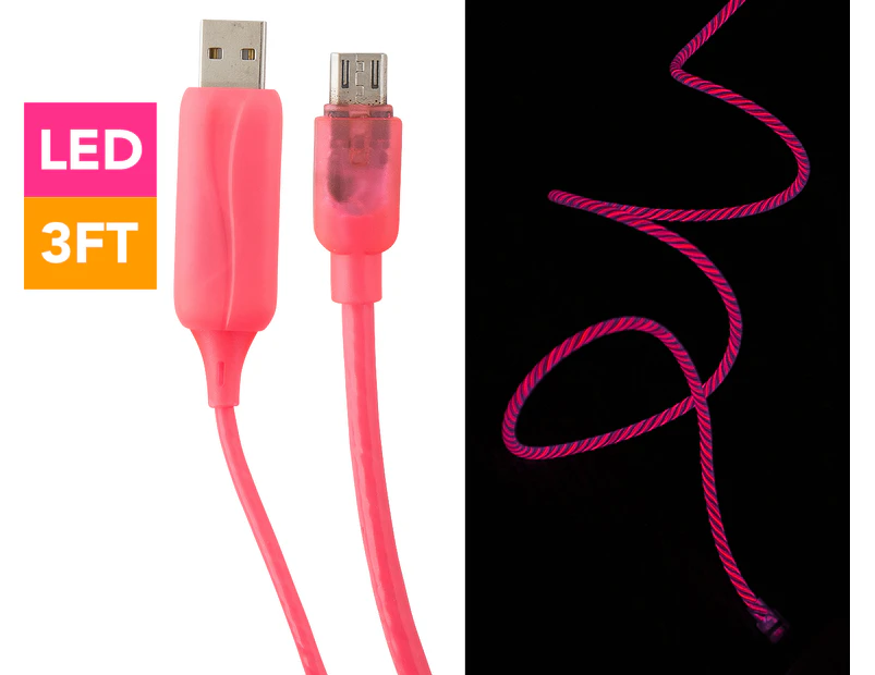 Visible Micro USB Charging Cable - Pink