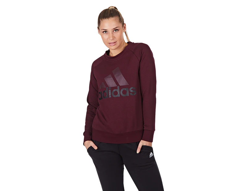 Adidas Women's Essentials Linear Sweatshirt - Maroon
