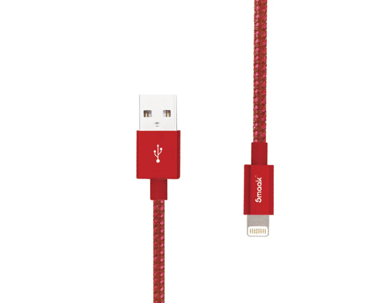 Smaak 2m Tourer Series Lightning To USB Cable - Red
