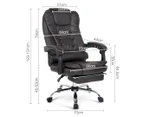 Executive Reclining Leather-Look Office Chair w/ Footrest - Brown