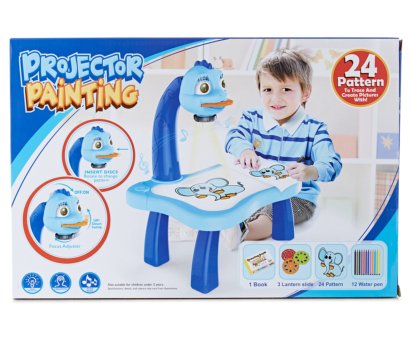 Megajoy AU Musical Projector 24 Pattern Painting Drawing Table Desk Kids  Early Learning Toy - Blue