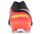 Nike Men's Tiempo Legacy II FG Leather Shoe - Black/White-Hyper Orange-Volt