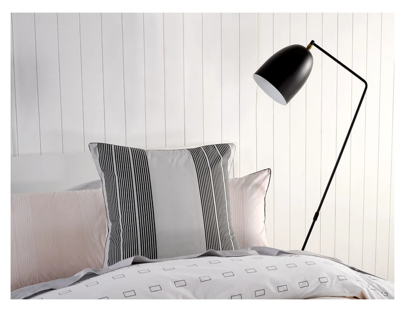 Linen House Neta Cotton European Pillowcase Modern Stripe Design Comfy Bed Accessory - Black