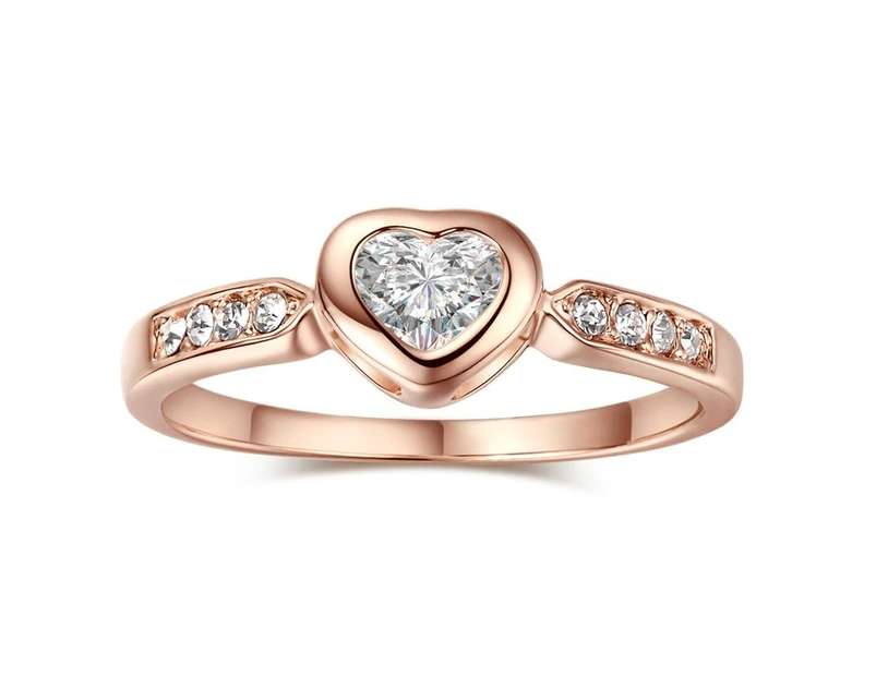 Crystala's Bezel Setting Heart Ring - 0.5 Carat - Rose Gold Plated
