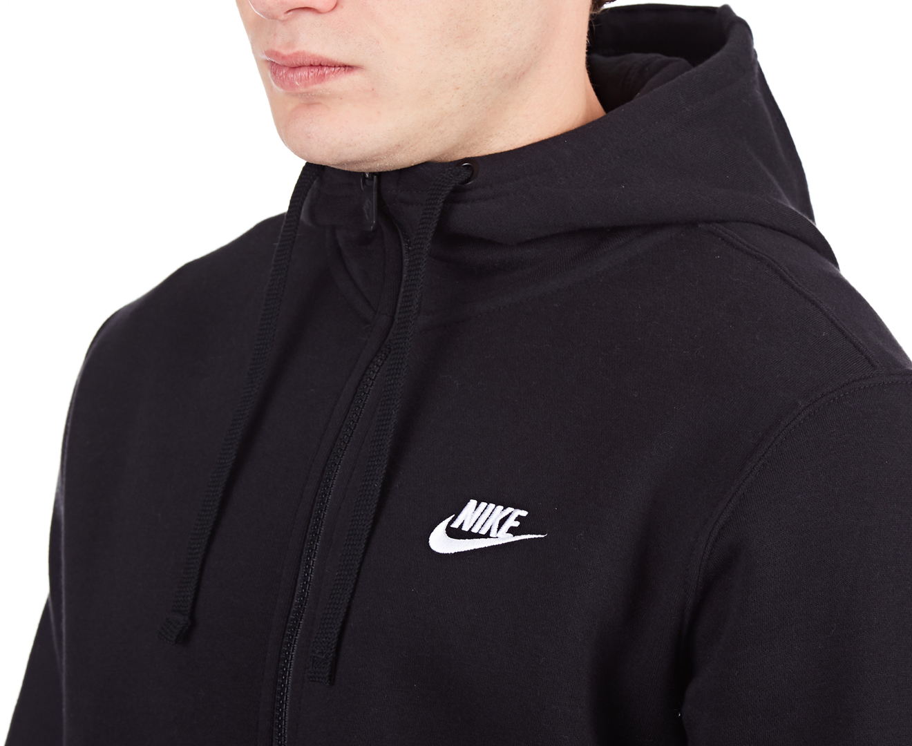 Nike Men's Club Full-Zip Fleece Hoodie - Black/White | Catch.co.nz
