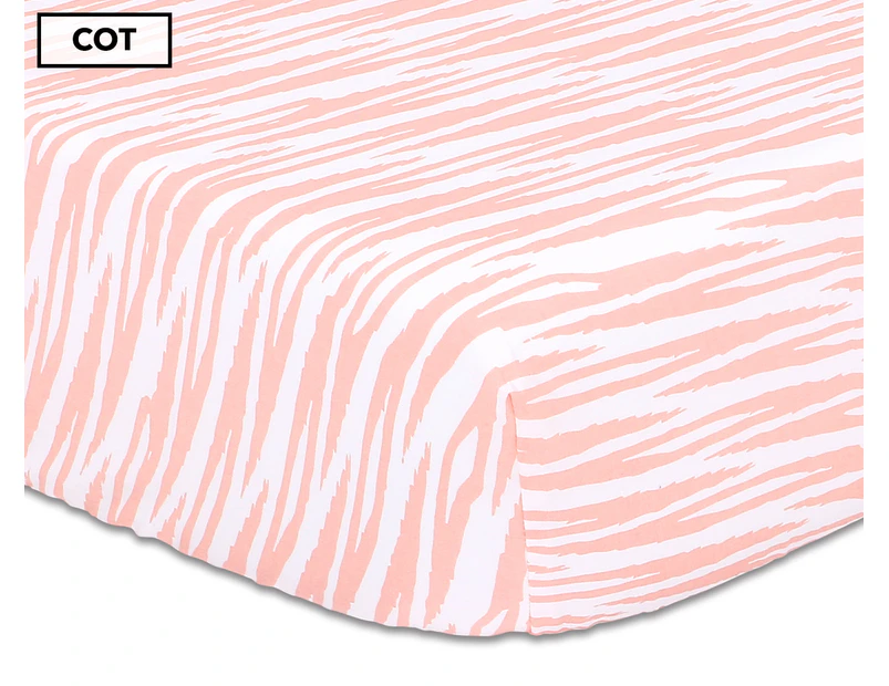 The Peanut Shell Zebra Stripe Fitted Sheet 132x77cm - Pink