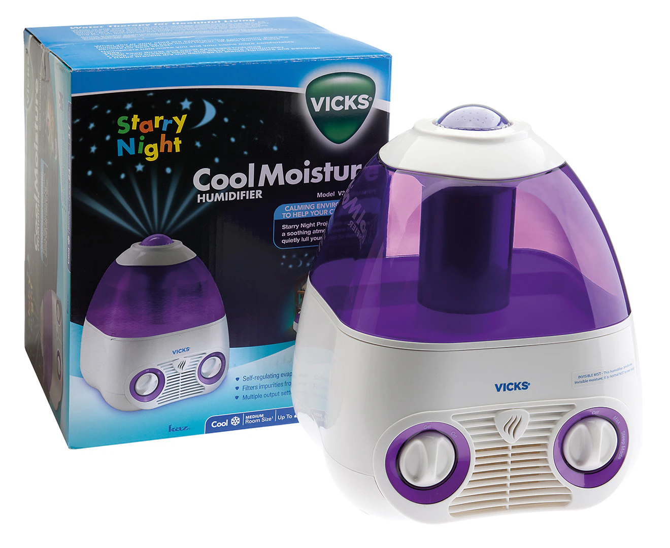 Vicks Starry Night Cool Moisture Humidifier - White/Purple