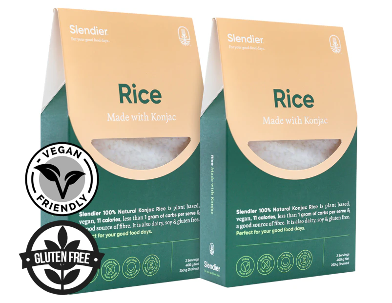 2 x Slendier 100% Natural Konjac Rice 400g