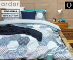 Ardor Madden Reversible Queen Bed Quilt Cover Set - Blue