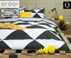 Ardor Tyrell Reversible Queen Bed Quilt Cover Set - Black/White