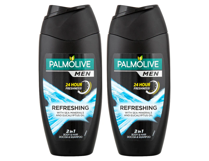 2 x Palmolive Men Refreshing 2-in-1 Shower Gel & Shampoo 250mL