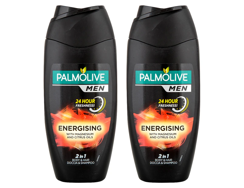2 x Palmolive Men Energising 2-in-1 Shower Gel & Shampoo 400mL