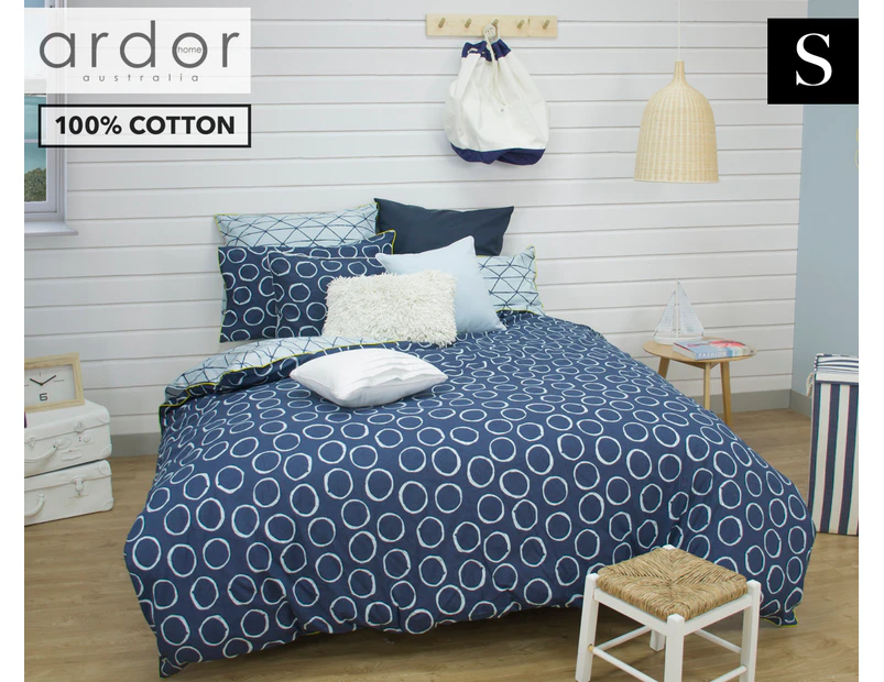 Ardor Luca Reversible Single Bed Quilt Cover Set - Navy