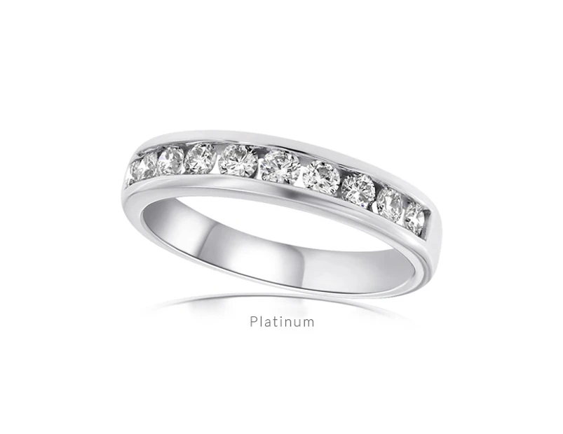 0.50ct diamond channel set band 18kt white gold. N