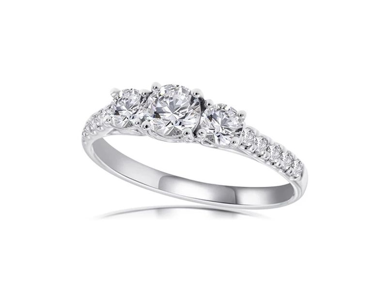 1ct dia trio engagement ring 9kt white gold. Size N.