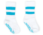Bonds Baby/Toddler Size 1-2 Stay On Crew Socks 2-Pack - White/Grey