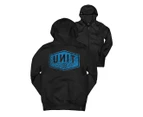 Unit Youth Fleece Score Zip Through Hoodie - Black/Blue