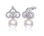 Bella Krystal - Women's Alexandria Crystal & Pearl Fleur Earrings
