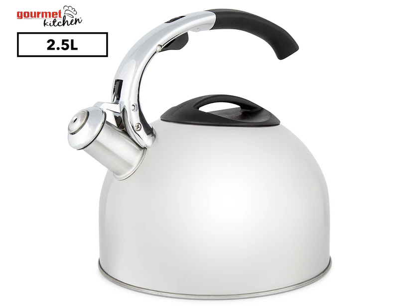 Gourmet Kitchen 2.5L Stainless Steel Stovetop Kettle - Silver/Black