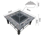Outdoor 4-In-1 Firepit & BBQ Table Grill w/ Ice Tray - Black/Grey