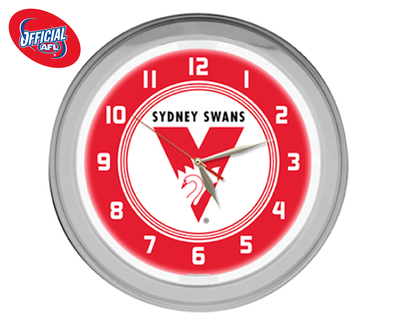 AFL Sydney Swans 38cm Wall Clock - Red/White | Mumgo.com.au