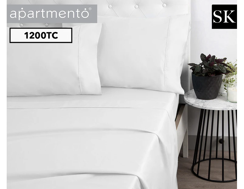 Apartmento 1200TC Cotton Rich Mega King Bed Sheet Set - White