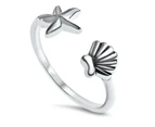 Sterling Silver Shell and Star Ring