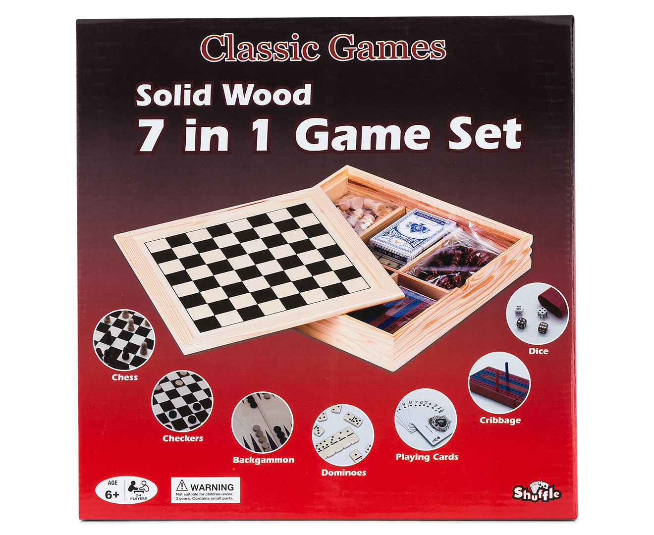 Shuffle Classic Games Solid Wood 7-in-1 Game Set | Www.catch.com.au