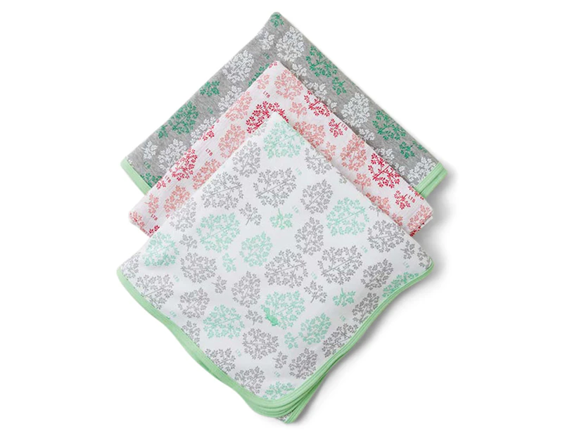 Little Turtle Baby Stretch Cotton Jersey & Cotton Muslin Wrap 3-Pack - Mint/Pink