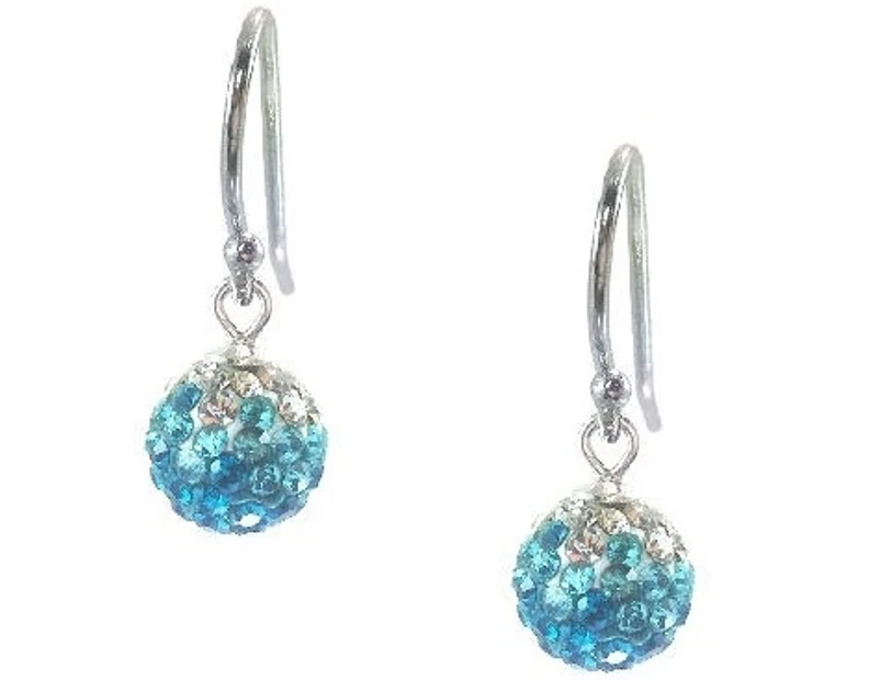 Magnolia Silver Drop Earrings With Turquoise Crystal Glass