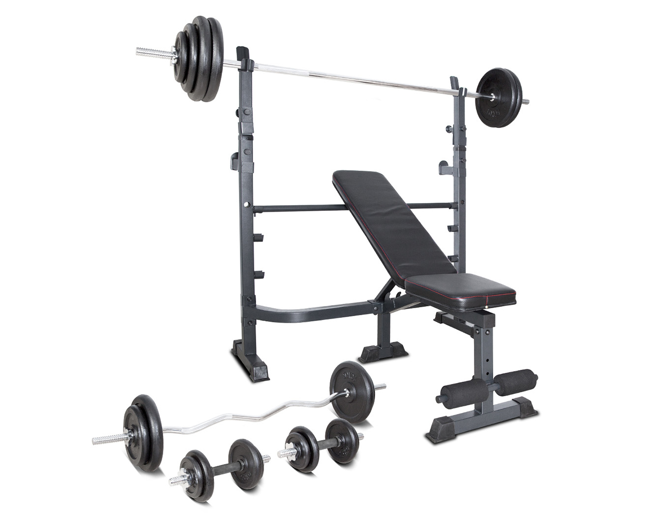 Lifespan Fitness MF4000 Press&Squat Bench Set w/ 120kg Cast Iron ...