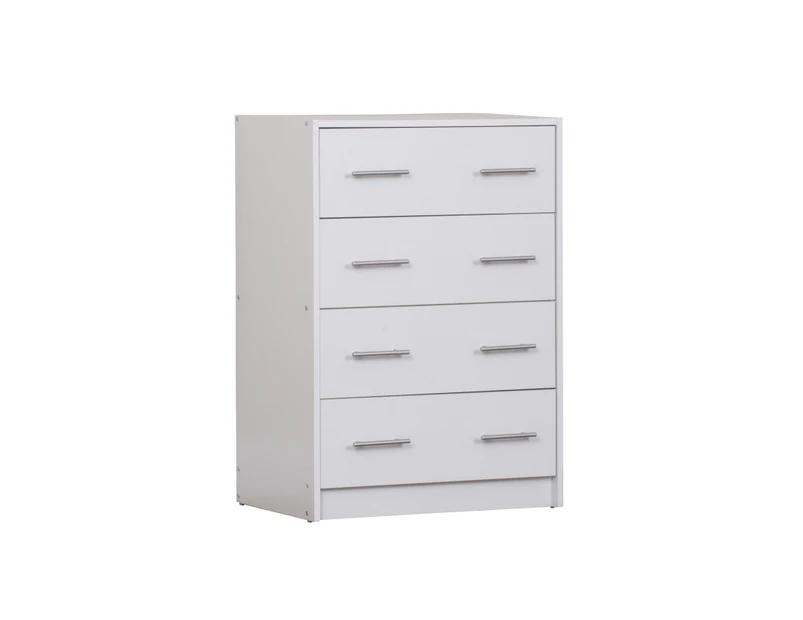 Classic 4 Chest Drawer Dresser Cabinet Storage Organiser Bedroom Living Room Multipurpose Tallboy - White