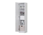 Multi-Purpose Single Door Standing Cupboard Cabinet Storage Shelves Home Bedroom - White