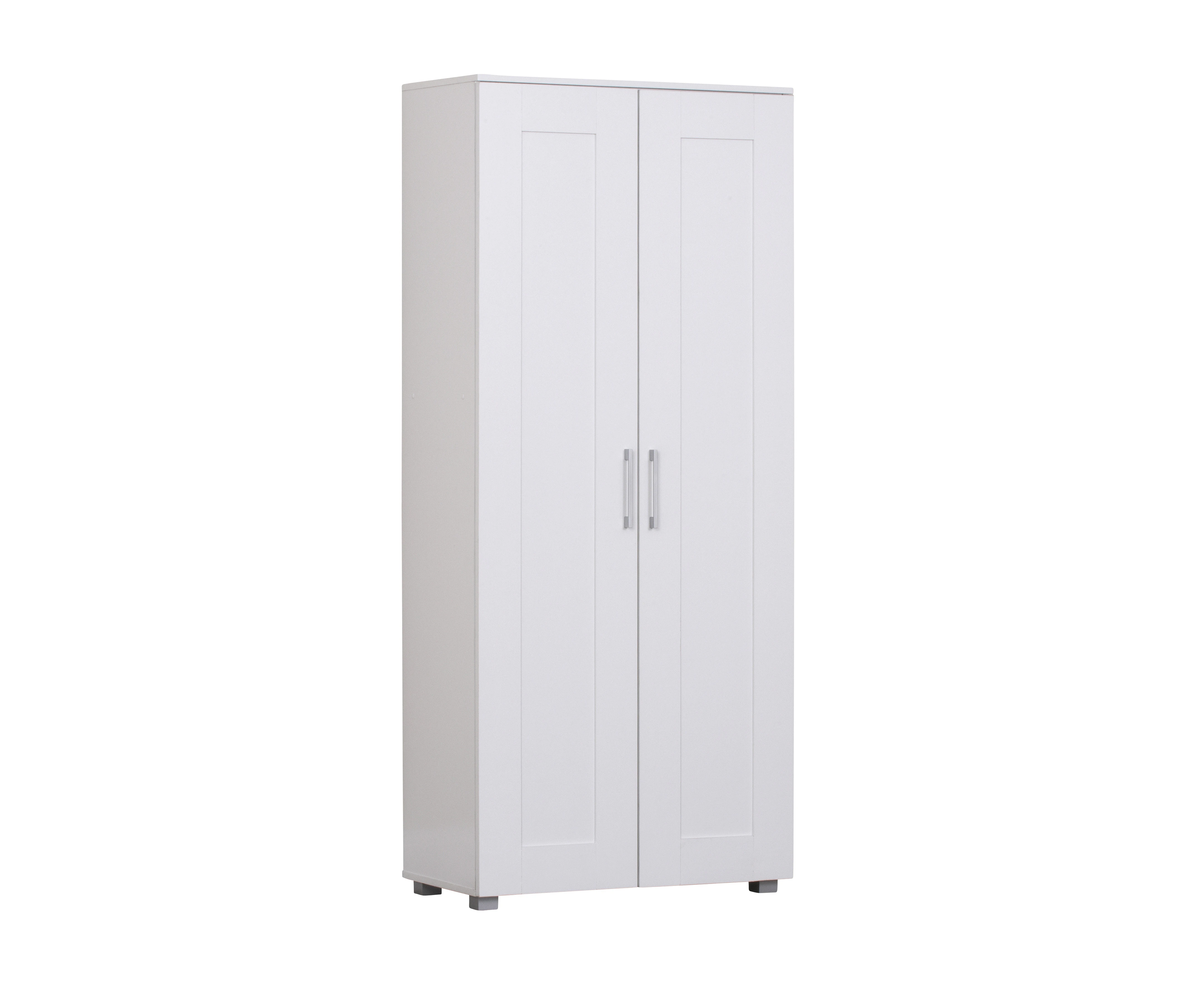 Montreal Double Door Cupboard Storage Cabinet Paper Laminated Matte Finish Organizer Tall -White