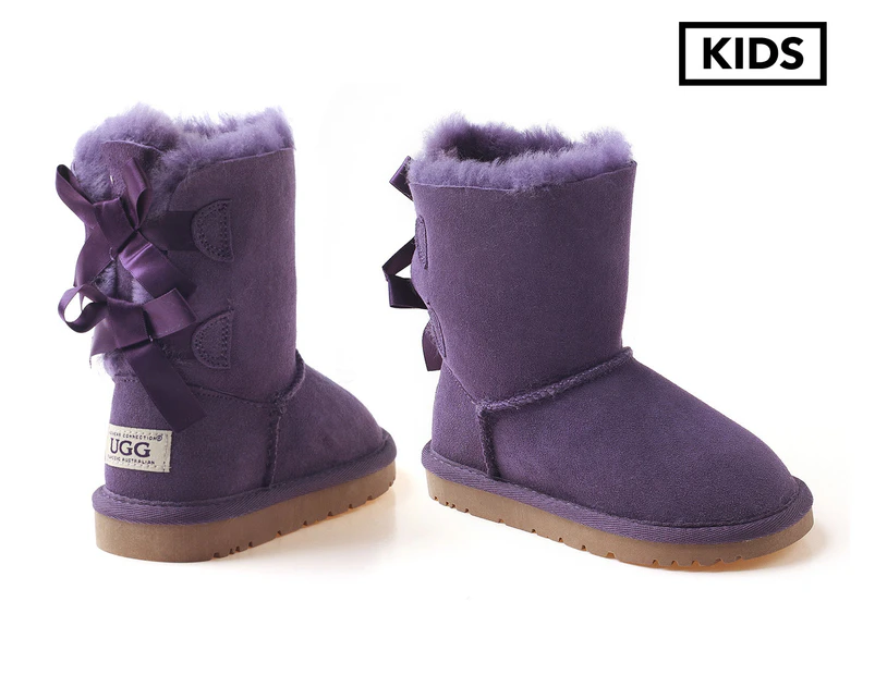 Ozwear Connection Ugg Kids' Double Ribbon Boots - Purple